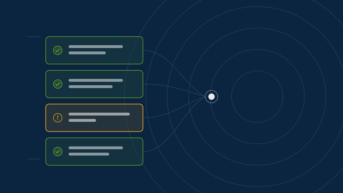 Matching and mismatched company detail records across connected nodes