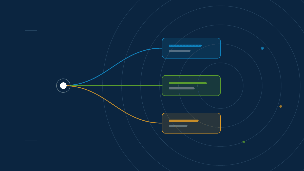 Abstract illustration of a query branching into structured answer sources