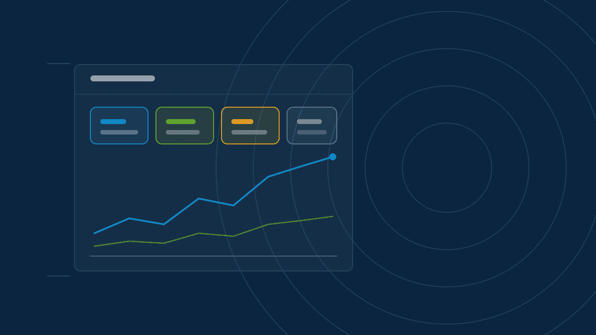 A dashboard panel with a sparkline and report tiles